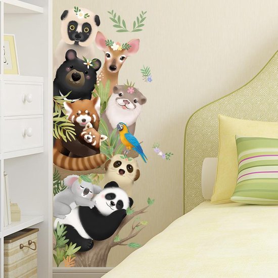 Muursticker | Dieren | Verticaal | Wanddecoratie | Muurdecoratie | Slaapkamer | Kinderkamer | Babykamer | Jongen | Meisje | Decoratie Sticker
