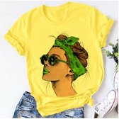T-shirt geel vrouw zonnebril - Dames - Vrouw - Kleding - Mode - Shirt - Korte mouw - Dames T-shirt