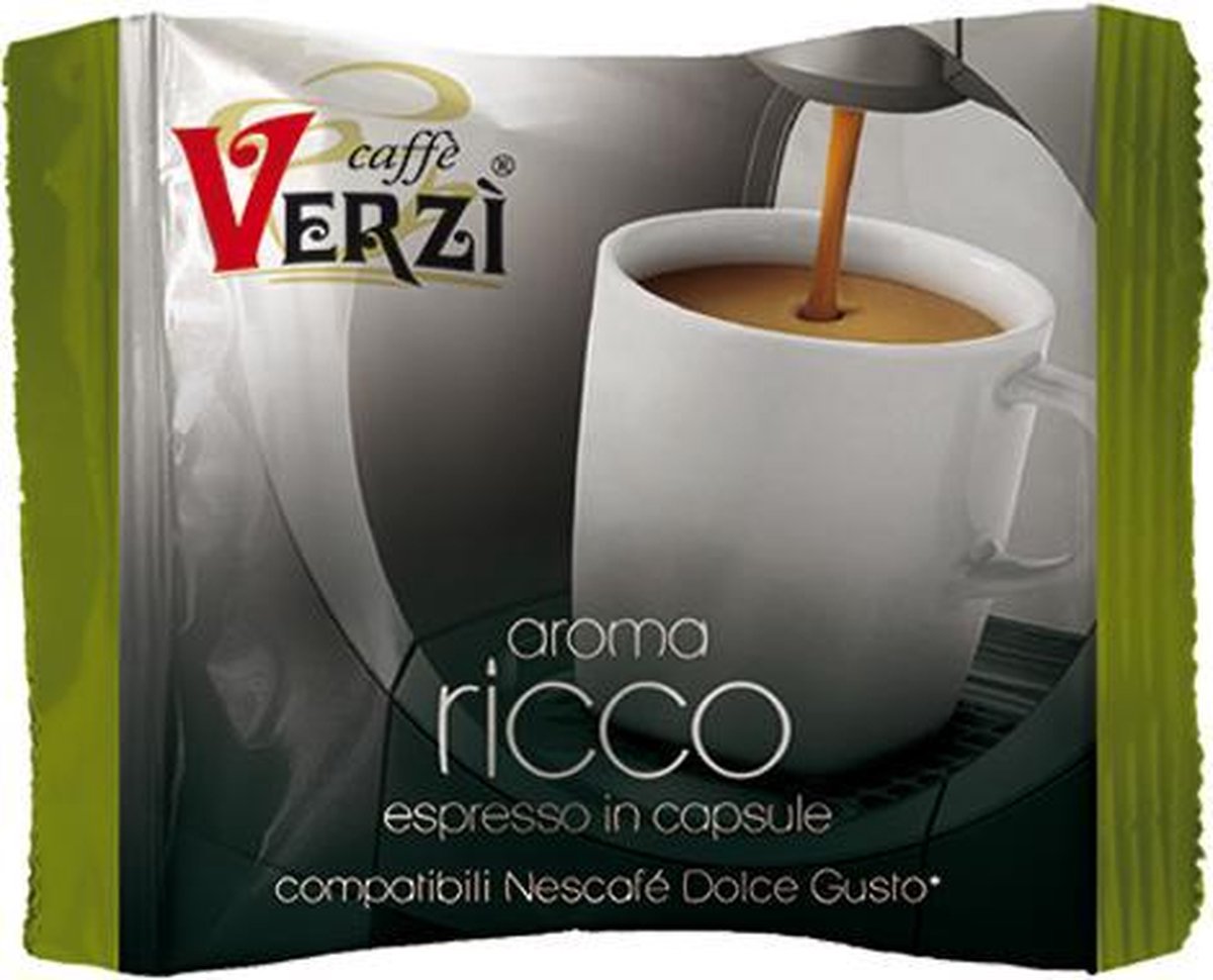 Volle espresso capsules Dolce Gusto 50 stuks Verzì Ricco