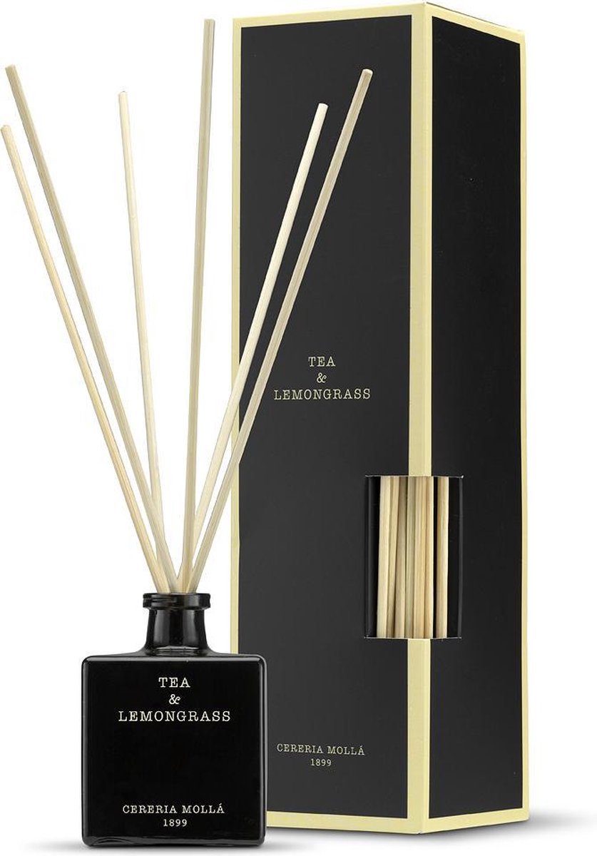 Cereria Mollà 1899 Mikado Geurstokjes 100ml Tea and Lemongrass Ideaal cadeau Lente Zomergeur Fris Citrus