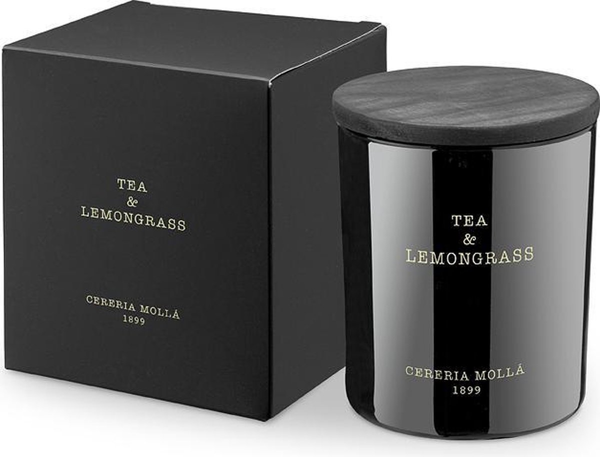 Cereria Mollà 1899 Geurkaars 230gr 50 u Tea and Lemongrass katoenen lont sojawas ideaal cadeau citroengras fris huisparfum citrus heerlijk