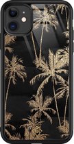 iPhone 11 hoesje glass - Palmbomen | Apple iPhone 11  case | Hardcase backcover zwart