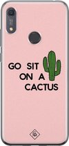 Huawei Y6 (2019) hoesje siliconen - Go sit on a cactus | Huawei Y6 (2019) case | Roze | TPU backcover transparant