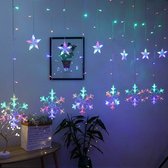 Dolami Sneeuwvlokgordijn Met Sterren - 2,5 meter - Multicolor - 8 Lichteffecten - Voor binnen en buiten - Veilige Kerstverlichting