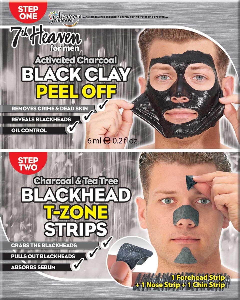 Masker Gezichtsverzorging peel off - 7th heaven masker - Montagne Jeunesse For Men Gezichtsmasker - Masker Gezichtsverzorging Mannen