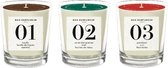Bon Parfumeur - Mini candles set - 01, 02, 03 - 3x70g - 18 branduren - geschenkset - diverse geuren - giftset