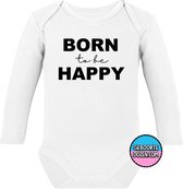 Baby rompertjes - Born to be happy - maat 74/80 - lange mouwen - baby - baby kleding jongens - baby kleding meisje - rompertjes baby - rompertjes baby met tekst - kraamcadeau meisj
