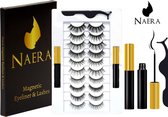 Naera Magnetische Wimpers Set - Inclusief Wimperzetter en 2 flesjes waterproof Eyeliner - 30 keer herbruikbaar - 10 Paar