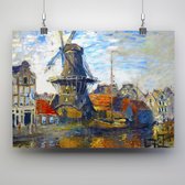 Poster Moulin à vent sur le canal inconnu - Claude Monet - 70x50cm