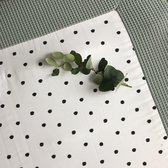 Boxkleed Oudgroene Wafel / Stippen (Zwart) 80x100