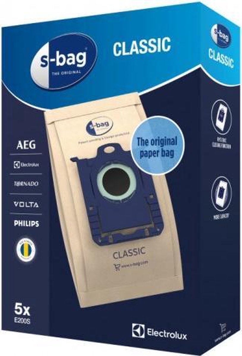 Aeg Electrolux Philips stofzakken S Bag E200S - 5 stuks - stofzuigzakken stofzuigerzakken classic sbag origineel