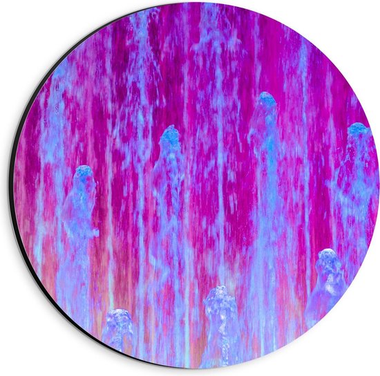 Dibond Wandcirkel - Blauwe Waterval met Roze - 20x20cm Foto op Aluminium Wandcirkel (met ophangsysteem)
