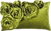 Pad sierkussenhoes met bloemen applicatie Floral lichtgroen - 30x50 cm