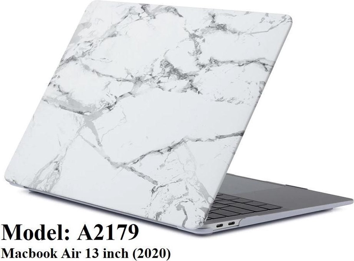 Macbook Case Cover Hoes voor Macbook Air 13 inch 2020 A2179 - A2337 M1 - Laptop Cover - Marmer Wit