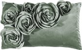 Pad sierkussenhoes met bloemen applicatie Floral mint - 30x50 cm