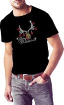 Kerst T-shirt heren Rudolf  the rednosed reindeer - Maat M - Zwart