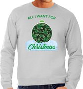 Wiet Kerstbal sweater / Kersttrui All i want for Christmas grijs voor heren - Kerstkleding / Christmas outfit S
