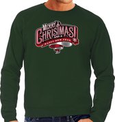 Merry Christmas Kerstsweater / Kersttrui groen voor heren - Kerstkleding / Christmas outfit XL