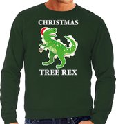 Christmas tree rex Kerstsweater / Kersttrui groen voor heren - Kerstkleding / Christmas outfit S