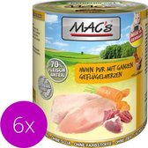 MAC's Kattenvoer Natvoer Blik - 70% Kippenvlees en Kippenhartjes - 6 x 800g