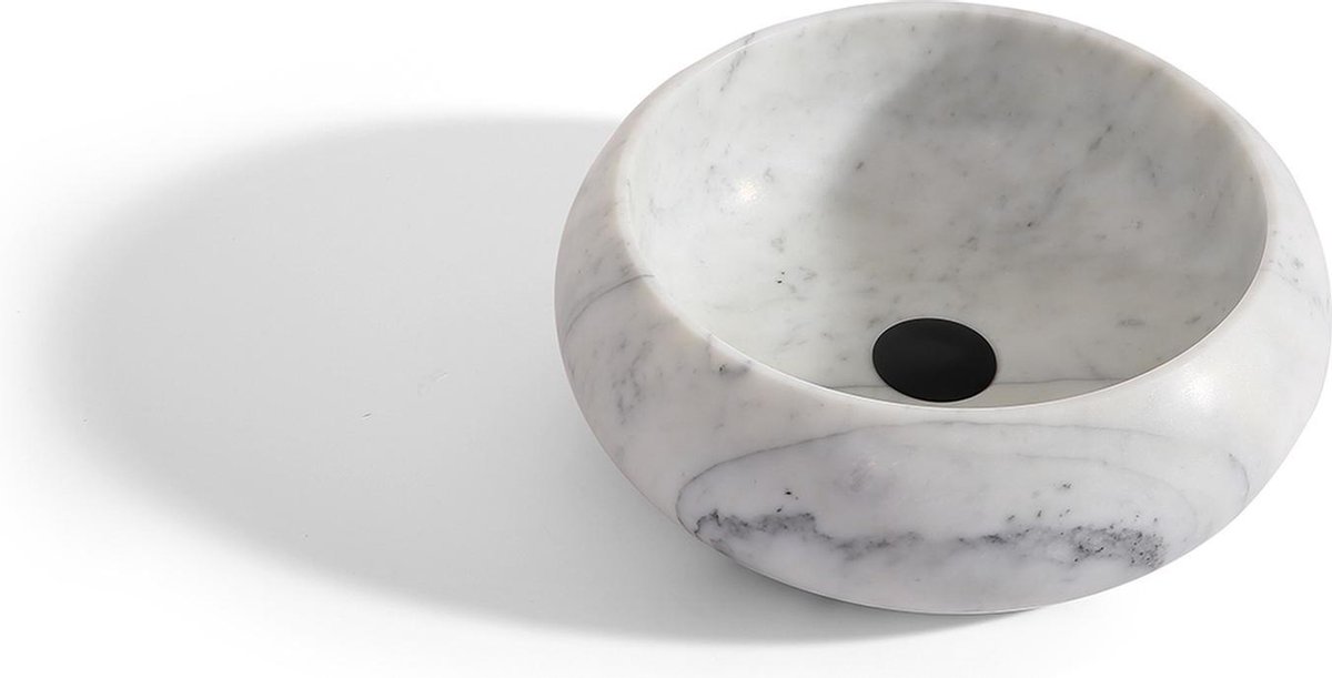 Mawialux opzet waskom - Carrara marmer - 40x40 cm - wit - Menon