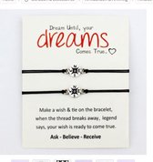 Wish armband - dreams armband - believe - vrienden armband - 2 stuks - zwart - hanger N-E-S-W