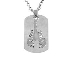 Montebello Ketting Schorpioen - 316L Staal - Dogtag - Horoscoop - 50x22mm - 50cm