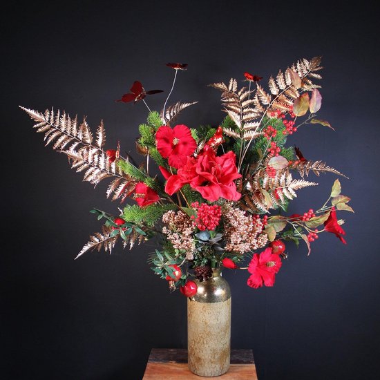 2 Boeketten Kunstmatige Poinsettia Bloemen - 19 Inch Zijden Kerststerren Met 7 Stamkoppen - Rood Voor Kerstdecoratie