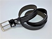 RR20-03.110 : strakke stevige leren riem, zwart, stiknaad, geruwd, 110cm