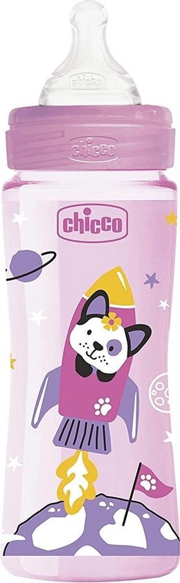 Babyflesje - Chicco Zuigfles 330 Ml Polymeer/siliconen Roze/transparant