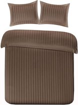 Luxe Katoen/Satijn Eenpersoons Dekbedovertrek Satin Stripe Taupe | 140x200/220 | Luxe En Comfortabel | Hoogwaardige Kwaliteit