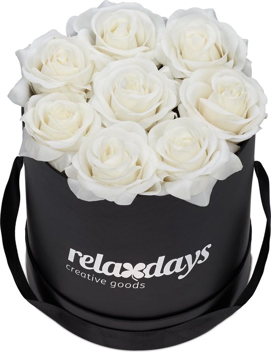 Praktisch Nautisch verzameling Relaxdays flowerbox zwart - 8 kunstrozen - rozenbox - bloemendoos - rozen  in doos -... | bol.com