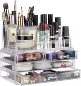 Organisateur de maquillage Relaxdays - Deux pièces - Boîte de rangement pour cosmétiques - Transparent