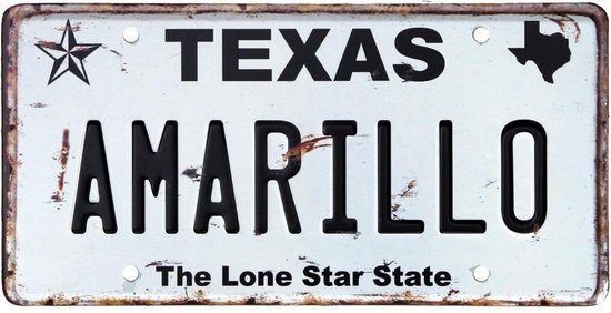 Signs-USA - Plaque d'immatriculation souvenir plaque d'immatriculation Amérique - patiné - 30,5 x 15,3 cm - Amarillo - Texas