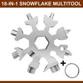 18-in-1 Sneeuwvlok Multitool - Ringsleutel - Imbussleutel - Schroevendraaier - Flesopener - Mesje - Sinterklaas - Kerst - Cadeau Tip - Zilver