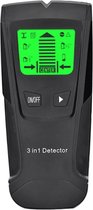 Multifunctionele elektrische materiaal detector met LCD-display en Sound Beep Stud Finder 3 in 1 metaal/spanning/houtdetector in zwart