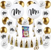 Fissaly® Mr & Mrs Just Married Bruiloft Decoratie Versiering Set – Huwelijk & Trouwen – Trouwfeest & Trouwdag