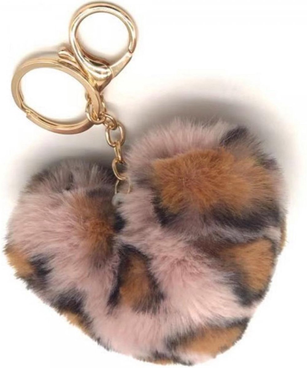 Panter print sleutelhanger hart | roze
