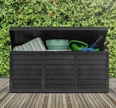 Boîte de rangement coussin de jardin | Boîte de rangement en plastique noir pour extérieur de 320 litres