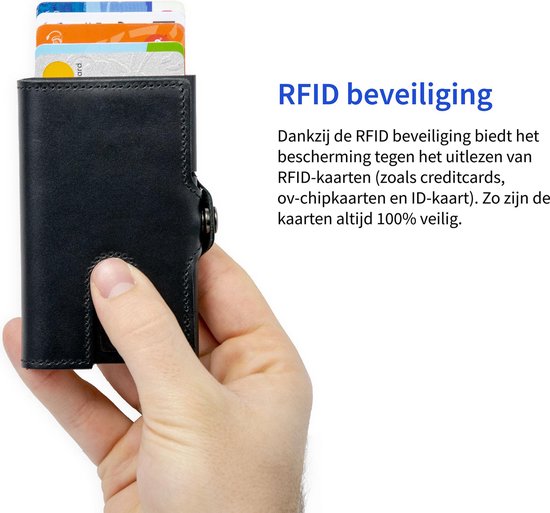 Portefeuille porte-cartes en cuir Silvergear - Noir - Protection anti-écrémage par RFID