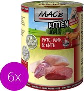 MAC's Kittenvoer Natvoer Blik 70% Kalkoen, Rund en Eend 6 x 400g