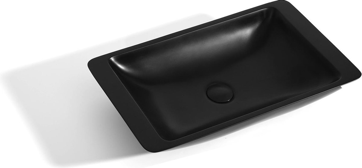 Mawialux opzet waskom - Solid surface - 59,5x34,5 cm - Mat zwart - Isabel