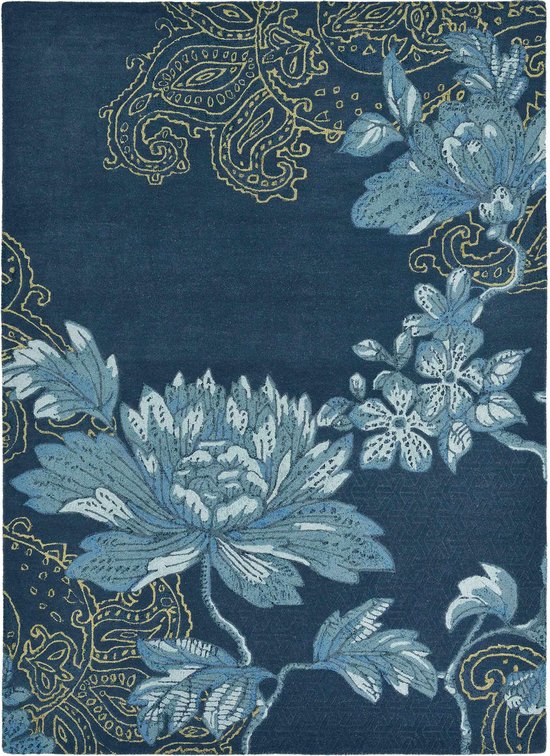 Wedgwood - Fabled Floral Navy 37508 Vloerkleed - 170x240  - Rechthoek - Laagpolig Tapijt - Klassiek - Blauw, Goud