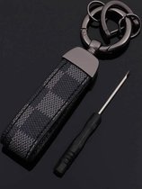 PremKey - Porte-clés en cuir robuste (voiture) - homme / femme - cuir - porte-clés / porte-clés robuste - avec tournevis - noir / gris / bronze / cuir