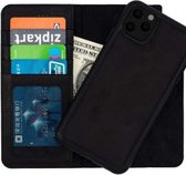 Galata uitneembare bookcase iPhone 12 Mini hoesje 2in1 echt leer - Zwart