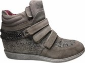 Liu Jo Girl Sleehak bloemen lederen velcro sneakers UB20841A taupe mt 37