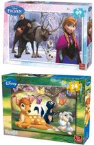 Disney puzzel pakket van twee - 1x Frozen 99 stukjes - 1x Bambi 24 stukjes - puzzel jongen en meisje - sinterklaas - kerst cadeau