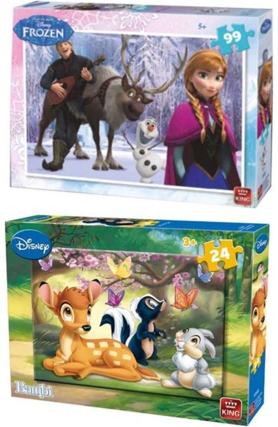 Disney puzzel pakket van twee - 1x Frozen 99 stukjes - 1x Bambi 24 stukjes  - puzzel... | bol.com