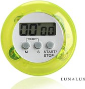 Keukenwekker - Digitale timer voor in de keuken - kookwekker - ronde LCD timer met clip - 1 stuks - geel -  Cooking