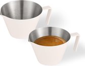 Tasses à Shot à expresso Tasses à mesurer à expresso de 2 oz Paquet de 2 tasses verseuses en acier inoxydable Aide de cuisine pour accessoires à expresso (blanc mat) G5142W*2